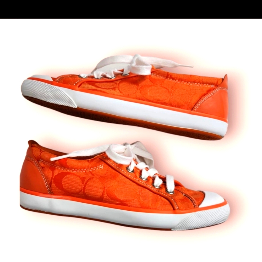 Coach Orange Canvas Sneakers